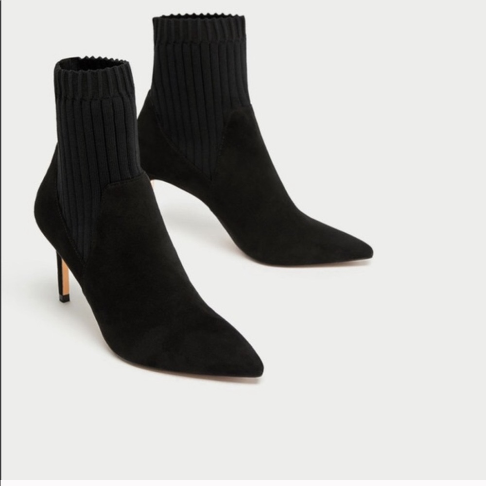 COMBINED HIGH HEEL SOCK-STYLE ANKLE BOOTS